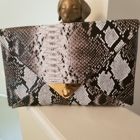 NEW Snakeskin Envelope Clutch Handbag - Picture 4 of 7